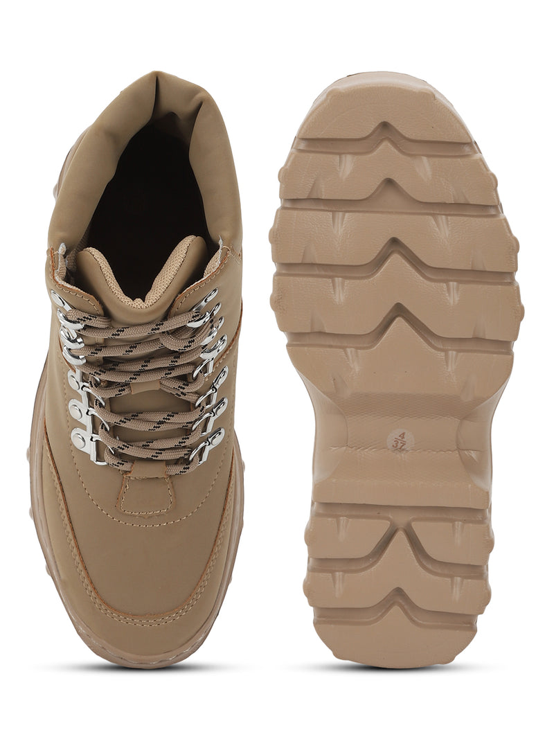 Sand PU Flat Ankle Boots (TC-NINETY2-SND)