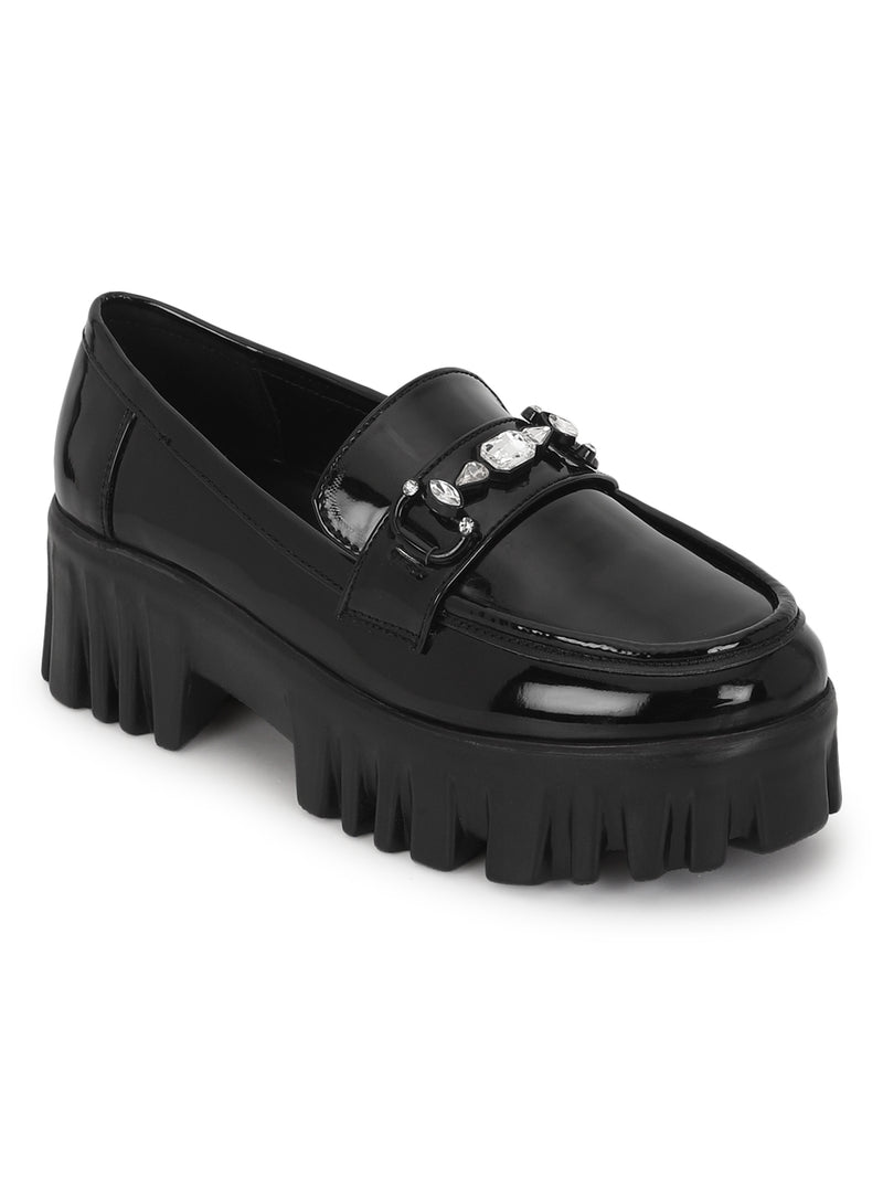 Black Patent Block Loafers (TC-B06563-BLK)