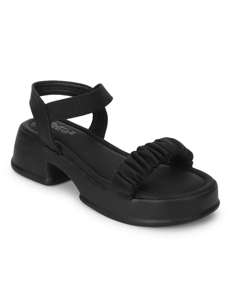 Black PU Block Sandals (TC-SM01-BLK)