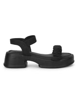 Black PU Block Sandals (TC-SM01-BLK)
