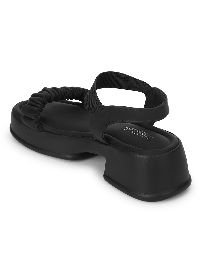 Black PU Block Sandals (TC-SM01-BLK)