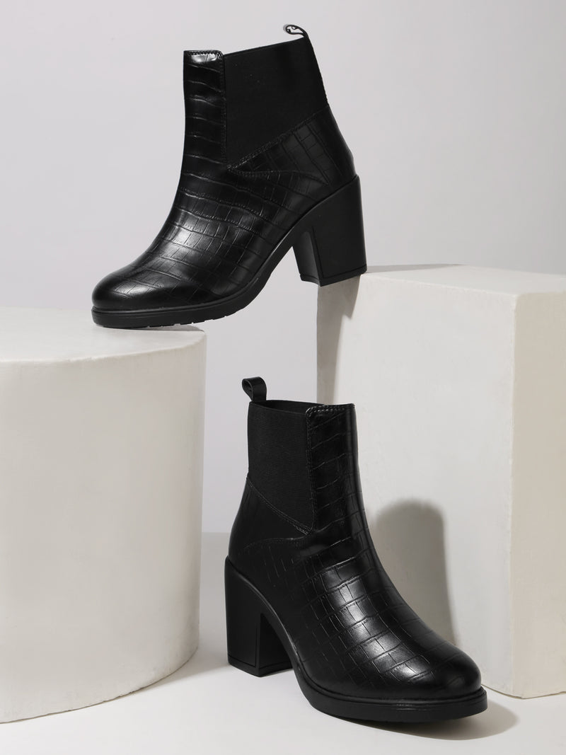 Black Croc PU Block Ankle Boots (TC-ST-BRUCE-BLKCROCPU)