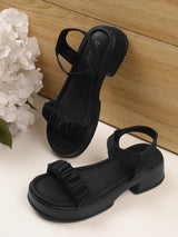 Black PU Block Sandals (TC-SM01-BLK)