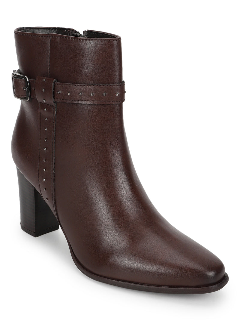 Brown PU Block Ankle Boots (TC-20892-BRO)