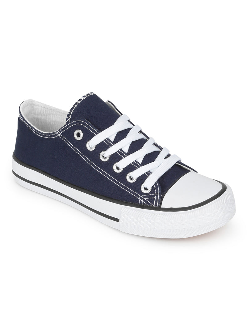 Navy Blue Lace Up Sneakers (TC-CAN1-NVY)