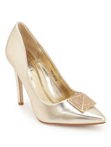 Gold PU Stiletto Sandals (TC-YKO-88706-LGLD)