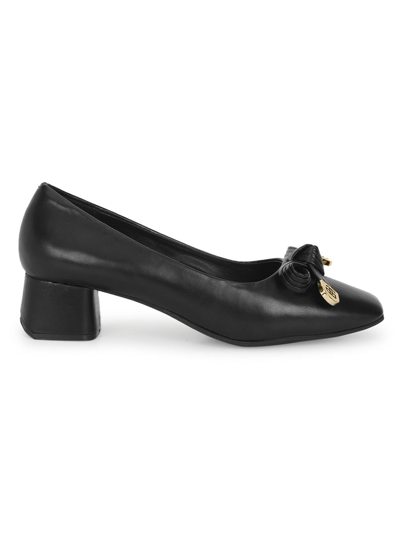 Black PU Block Ballerina Sandals (TC-D09159-BLK)