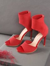 Red Knitted Stiletto Sandals (TC-CN-3212-1-RED)