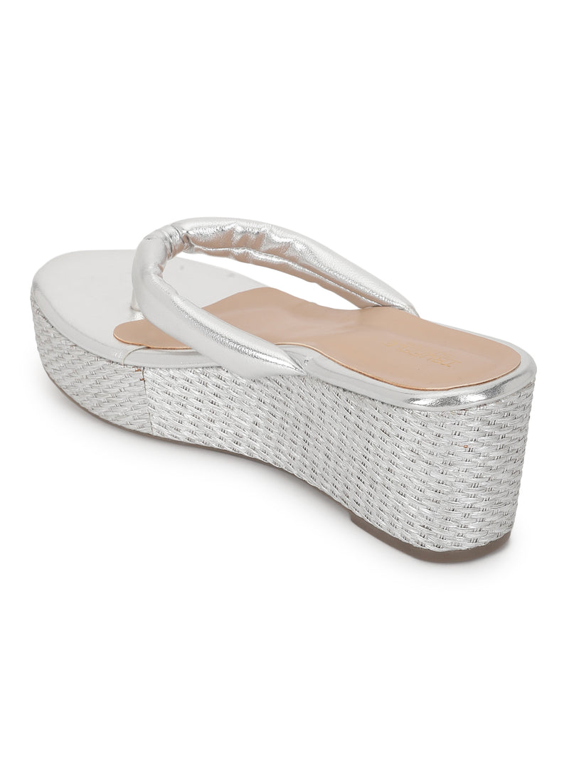 Silver PU Slip-On Wedges (TC-G08407-SIL)