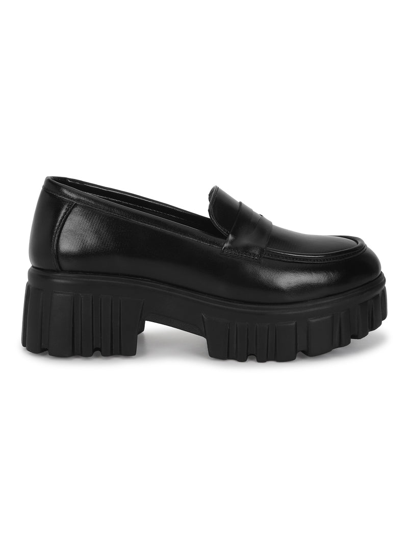 Black PU Block Loafers (TC-ANA-7981-BLK)