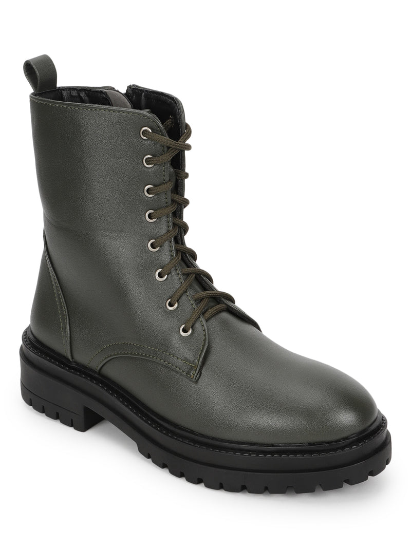Green PU Block Ankle Boots (TC-1011-MEH)