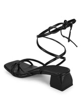 Black PU Lace Up Block Heel Sandals (TC-SLC-B-62-BLK)