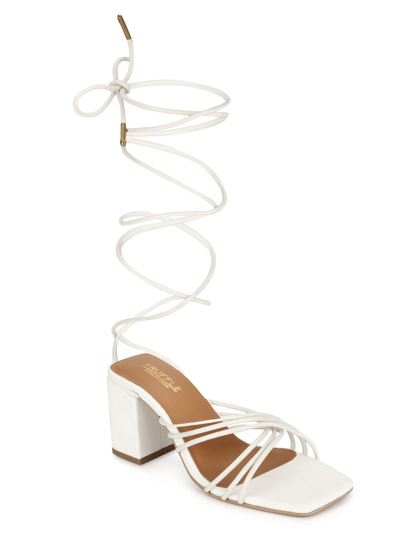 White PU Strappy Block Heel Sandals (TC-ST-1235-WHTPU) – Truffle