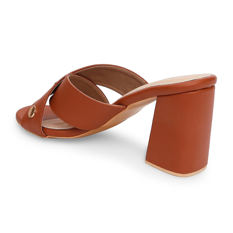 Tao Paris Ann 10001-01 Studded Solid Tan Heels