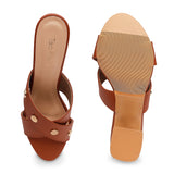 Tao Paris Ann 10001-01 Studded Solid Tan Heels