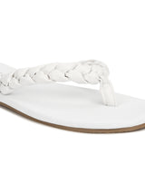 White PU Braided Flip Flops