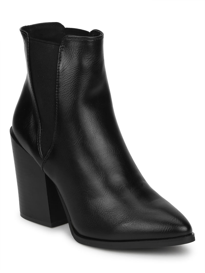 Black PU Slip On Ankle Boots (BETTY5)
