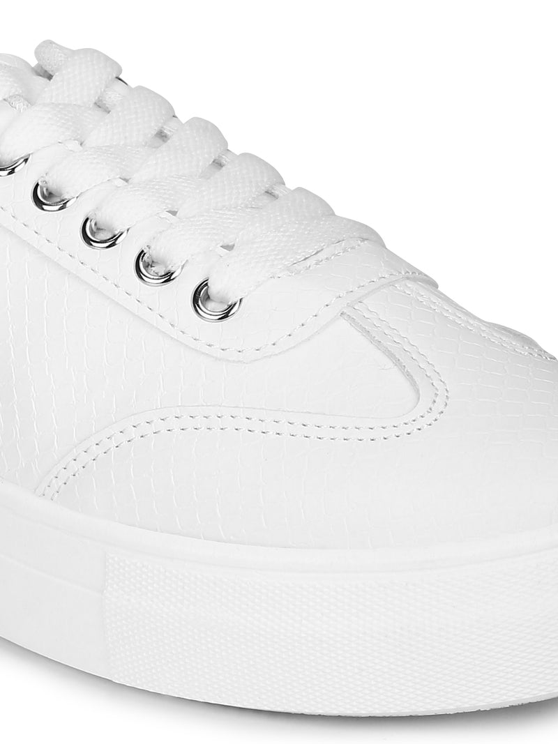 White PU Lace Up Trainers