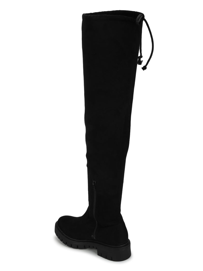 Black Suede Thigh High Boots