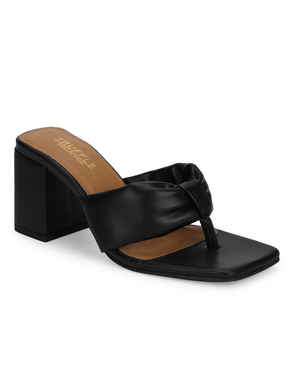 Black PU Flip Flop Block Heel Mules (TC-ST-1227-BLKPU) – Truffle