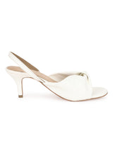 White PU Kitten Heel Sandals With Back Strap (TP10127-WHT)