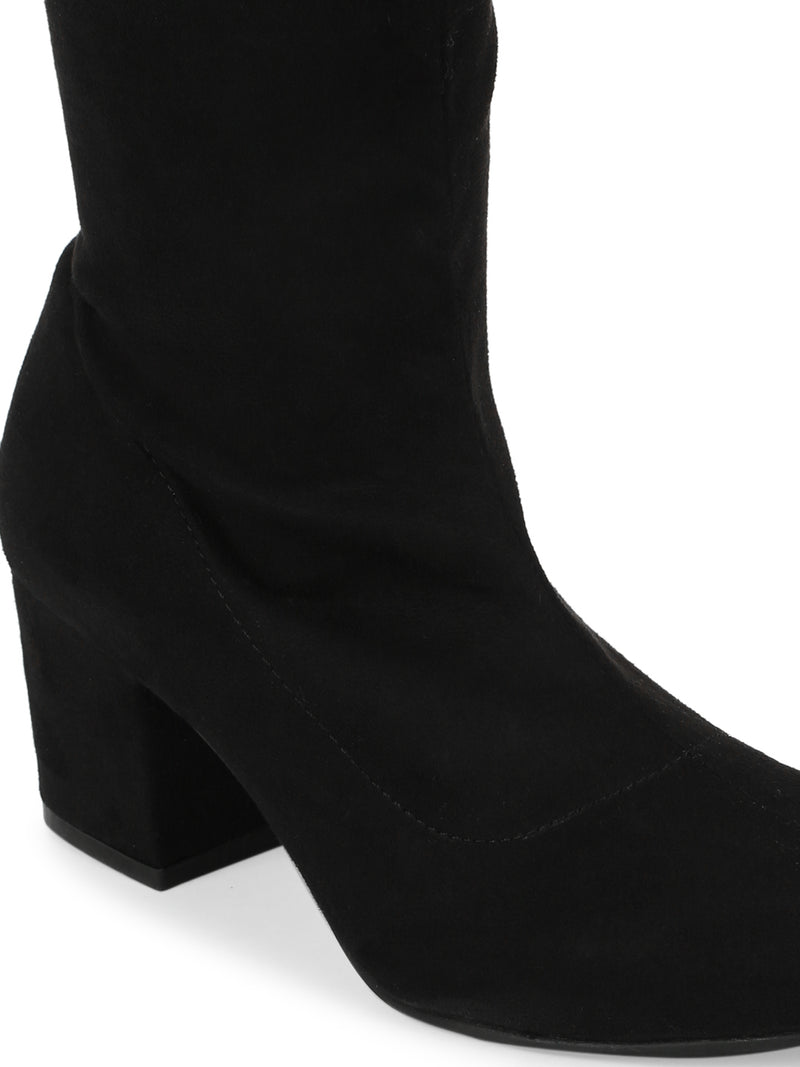 Black Suede Knee High Boots