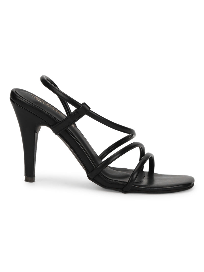 Black PU Slip On Stilettos