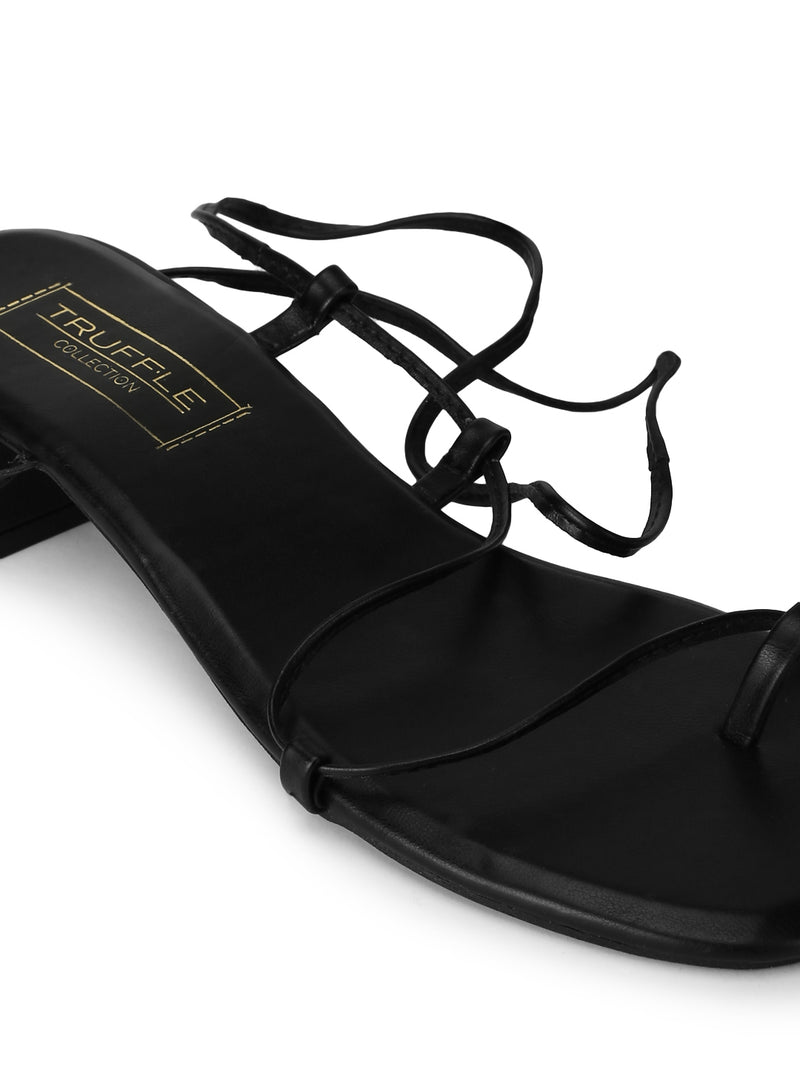 Black Micro Block Heel Sandals – Truffle Collection
