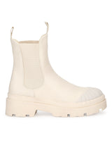 Putty Beige PU Patterened Oxford Ankle Boots