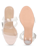 Nude Patent Perspex Clear Slim Block Heel Sandals (TP10175-NUD)