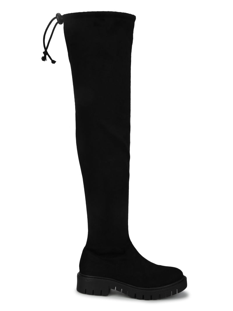 Black Suede Thigh High Boots