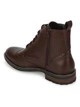 Brown PU Lace Up Men's Ankle Boots