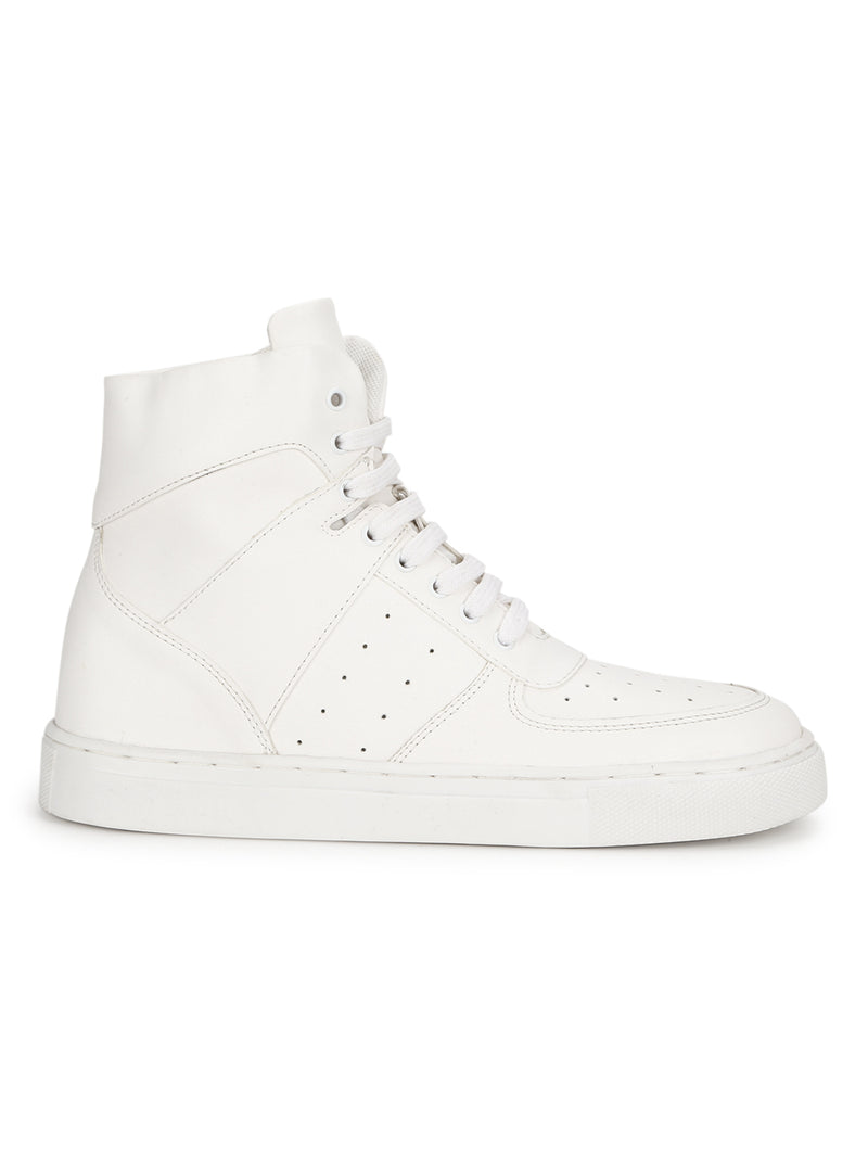 White PU Perforrated Ankle Length Sneakers (TC-ST-1023-WHTPU)