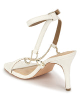 White PU Gold Chained Strappy Stilettos