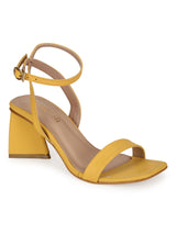 Yellow PU Triangular Heel Sandals (TC-SLC-B-79-YEL)