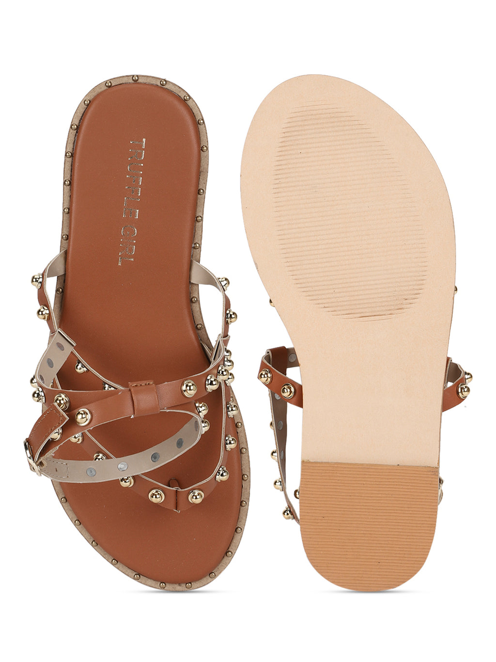 Tan discount studded sandals