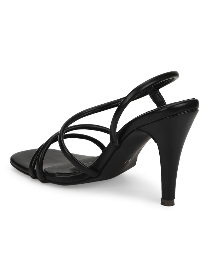 Black PU Slip On Stilettos