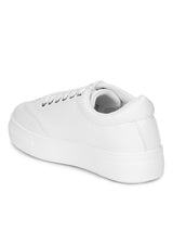 White PU Lace Up Trainers