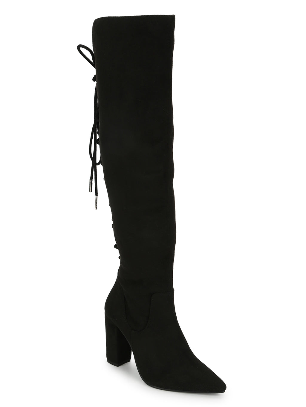 Womens Hadley Black Suede Heeled Boots | TOMS