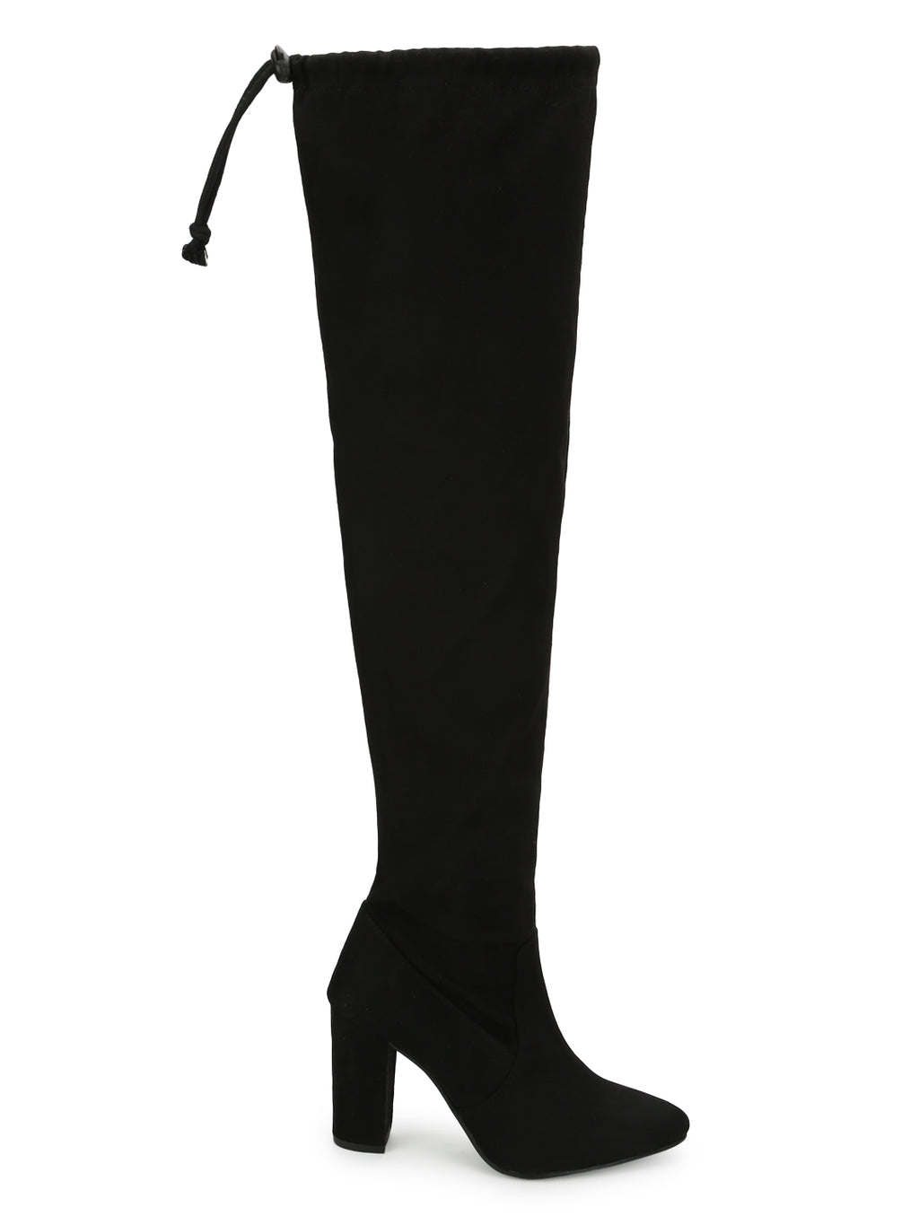 Black Suede Block Heel Thigh High Boots (ST-1179) – Truffle Collection