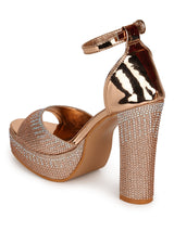 Rosegold Patent Glitter High Block Heel Sandals (TC-SLC-S8-RGLD)