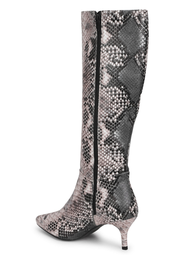 Beige Snake PU Pointed Knee High Boots (TC-ST-1185-BEIGSNKPU)