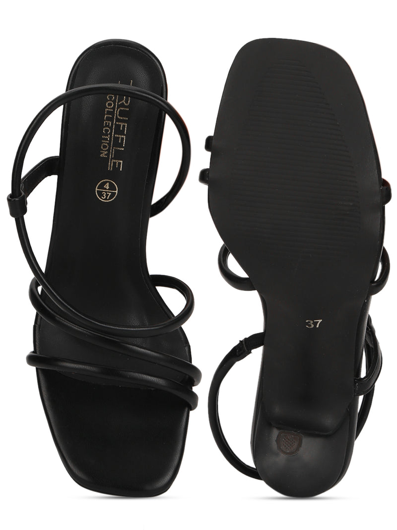 Black PU Slip On Stilettos