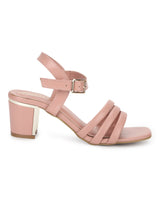 Nude Pink PU Block Heel Sandals