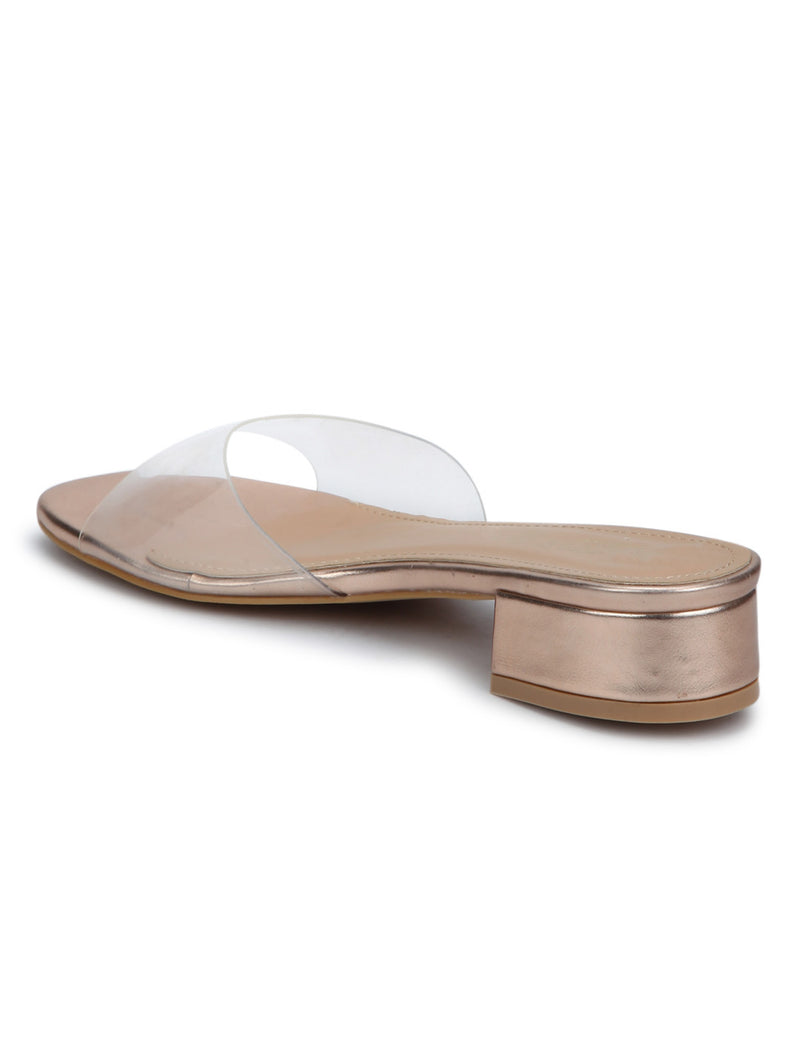 Rosegold Perspex Slip-on Sandals