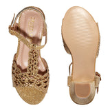 Gold Kids Low Heel Party Sandal