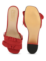 Red Micro Slip-On Low Block Heels