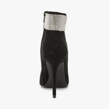 Black Crystal Detail Pointed Ankle Boot