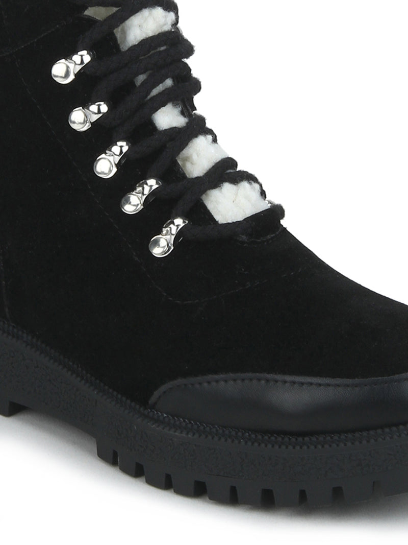 Black SU Lace-Up Ankle Boots