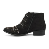 Suede Studded Buckle Ankle Boot